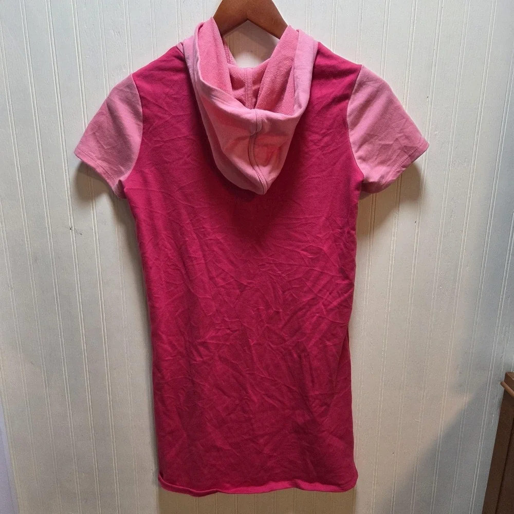BCBG Girls Dress‎ Girls XL Pink Colorblock Hooded Tee Knee Length French Terry